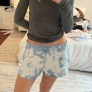 Bobi Tie Dye Blue and White Terry Shorts